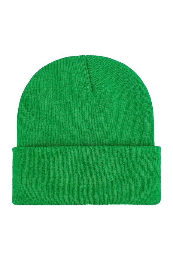 Winter Ribbed Beanie for Women Soft Warm Knit Cap Fleece Lined Hats, Green
