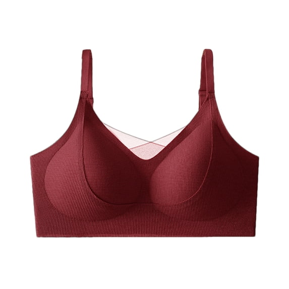 Guluxicc Wireless Bras for Women No Underwire Comfort Bralette Seamless Bras with Adjustable Straps, Red, XL