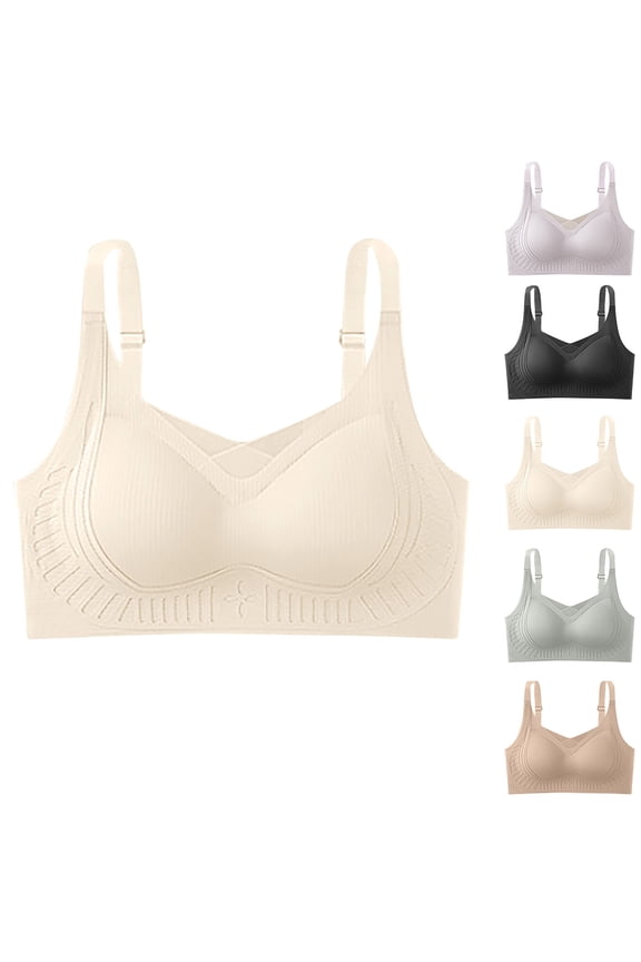 Wireless Bras for Women with Adjustable Straps, Bralette with Pads, Purple, 34B/34C