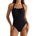 thumbnail image 1 of Guluxicc Women One Piece Tummy Control Swimsuit Halter Scallop Trim Bathing Suits 1 Piece Vintage Ruched Slimming Swimwear, 1 of 6