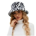 thumbnail image 1 of Guluxicc Women Winter Bucket Hat Zebra Striped Cloche Hats Trendy Warm Outdoor Fisherman Cap, White, 1 of 5