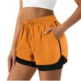 thumbnail image 1 of Guluxicc Women's 2 in 1 Dolphin Shorts Athletic High Waisted with Drawstring Elastic Waist Running Gym Shorts with Side Pockets for Sweat Absorbing Summer Short Pants, 1 of 7
