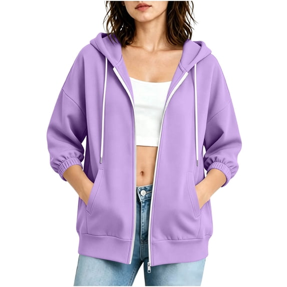 Guluxicc Women's Athletic Hooded Jackets with Pockets Drawstring Full Zip Long Sleeve WindBreaker Jackets for Outdoor Workout Wear Spring Summer Casual Outfits
