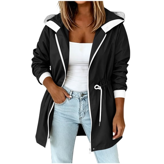 Guluxicc Women's Athletic Jackets Drawstring Full Zipper Long Sleeve Hoodie Jackets for Everyday Running Performance Wear Fall Winter Casual Outfits