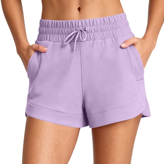 Guluxicc Women's Athletic Shorts with Pockets Elastic Waist Drawstring Running Short Trousers for Everyday Gym Workout