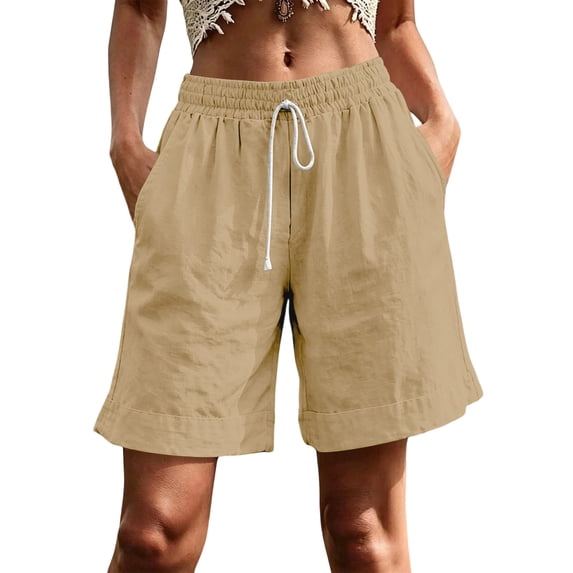 Guluxicc Women's Athletic Shorts with Pockets Elastic Waist Drawstring Straight Leg Gym Short Trousers for Summer Workout