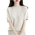 thumbnail image 1 of Guluxicc Women's Base Tops Casual Crewneck Short Sleeve Tee Soft Pullover T-Shirt, Beige, S, 1 of 3