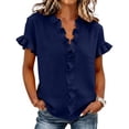 thumbnail image 1 of Guluxicc Women's Blouses Dressy Boho Casual Ruffle Short Sleeve Tops Business Outfits Ladies Summer 2025 Trendy Work Shirts, 1 of 6