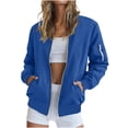 thumbnail image 1 of Guluxicc Women's Bomber Jackets with Zipper Pocket Full Zip Long Sleeve Jackets for Everyday Wear Spring Summer Casual Outfits, 1 of 6