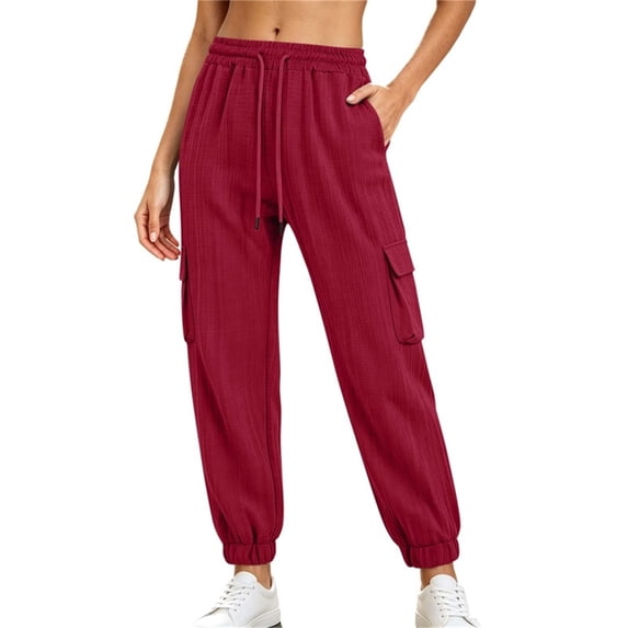 Guluxicc Women's Cargo Pants with Multi Pocket Drawstring Elastic Waist Jogger Trousers for Workout Everyday Wear Fall Winter