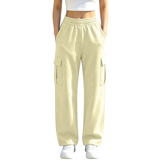 Guluxicc Women's Cargo Pants with Multi Pocket Drawstring Elastic Waist Long Wide Leg Trousers for Outdoor Hiking Fall Winter