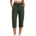 thumbnail image 1 of Guluxicc Women's Cargo Pants with Multi Pocket Elastic Waist Drawstring Cropped Trousers for Everyday Summer Fall, 1 of 7