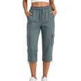 thumbnail image 1 of Guluxicc Women's Cargo Pants with Multi Pocket Elastic Waist Drawstring Cropped Trousers for Everyday Summer Fall, 1 of 7