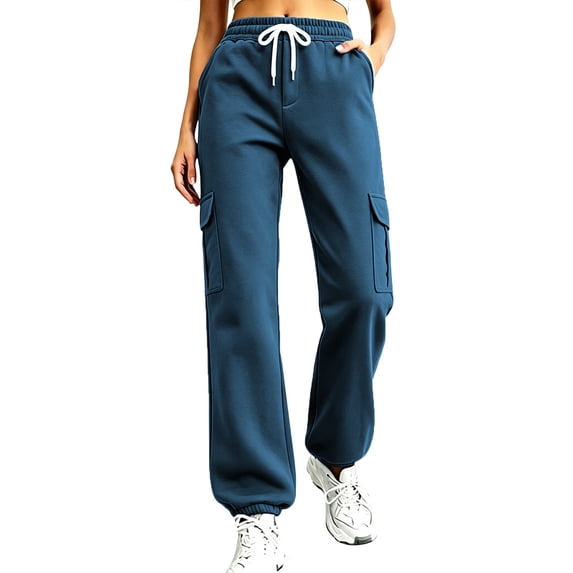 Guluxicc Women's Cargo Pants with Multi Pocket Loose Drawstring Elastic Waist Jogger Trousers for Jogging Everyday Wear Fall Winter