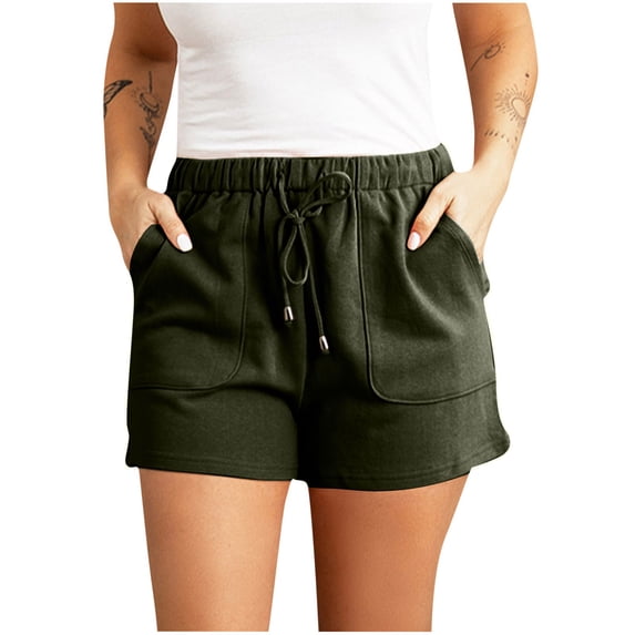 Guluxicc Women's Cargo Shorts Elastic Waist Drawstring Vocation Hiking Shorts with Pockets, 3XL