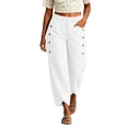 thumbnail image 1 of Guluxicc Women's Cotton Pants with Pockets Elastic Waist Straight Leg Summer Casual Trousers for Everyday Wear, 1 of 6