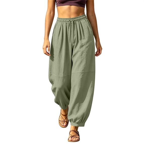 Guluxicc Women's Cotton Sweat Pants Elastic Waist Drawstring Pegged Long Straight Leg Sweatpants for Everyday Fall Winter