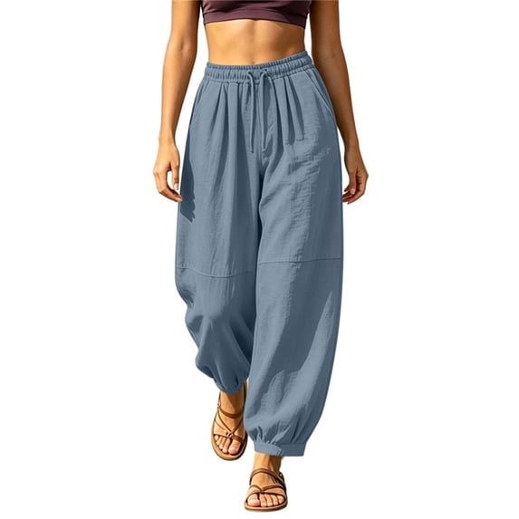 Guluxicc Women's Cotton Sweat Pants Elastic Waist Drawstring Pegged Long Straight Leg Sweatpants for Everyday Fall Winter