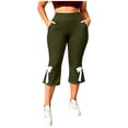 thumbnail image 1 of Guluxicc Women's Cropped Pants Plus Size Elastic High Waisted Capris for Everyday Gym Workout, 1 of 8