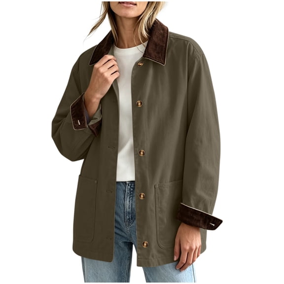 Guluxicc Women's Dressy Jackets with Pockets Button Down Lapel Collar Long Sleeve Utility Jackets for Everyday Fall Winter