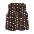 thumbnail image 1 of Guluxicc Women's Fleece Polka Dot Vests Button Down V Neck Sleeveless Jackets with Pockets for Everyday Fall Winter Vests, 1 of 6