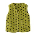 thumbnail image 1 of Guluxicc Women's Fleece Polka Dot Vests Button Down V Neck Sleeveless Jackets with Pockets for Everyday Fall Winter Vests, 1 of 5