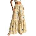 thumbnail image 1 of Guluxicc Women's Floral Palazzo Pants Elastic Waist Ruffle Hem Boho Wide Leg Casual Trousers for Everyday Summer Fall, 1 of 7