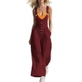 thumbnail image 1 of Guluxicc Women's Flowy Wide Leg Linen Jumpsuits, Adjustable Strap Summer Loose Sleeveless One Piece Rompers with Pockets, 1 of 6