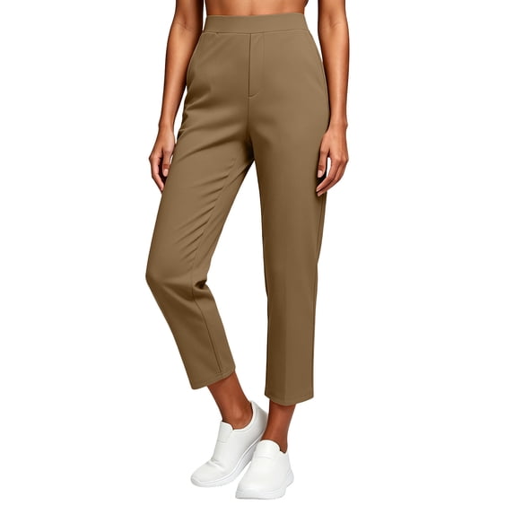 Guluxicc Women's Golf Pants Elastic Waist Straight Leg Long Trousers Business Casual Wear for Summer Casual Outfits