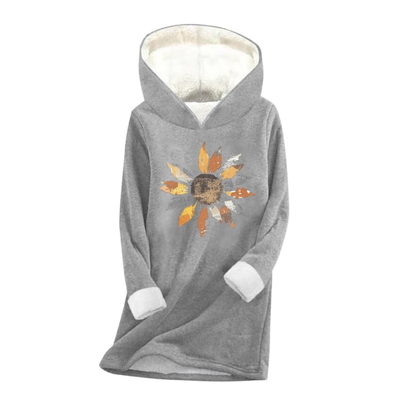 Guluxicc Women's Graphic Plus Size Hoodies Fleece Lined Oversized Long Sleeve Hoodie Warm Fall Winter Basic Tops