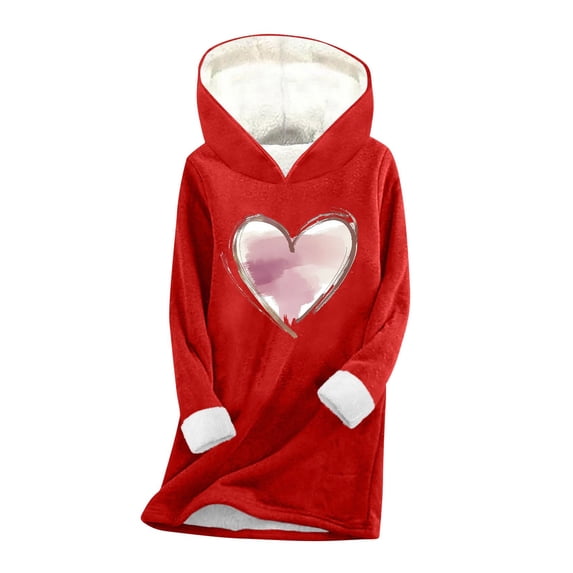 Guluxicc Women's Graphic Plus Size Hoodies Fleece Lined Oversized Long Sleeve Hoodie Warm Fall Winter Basic Tops