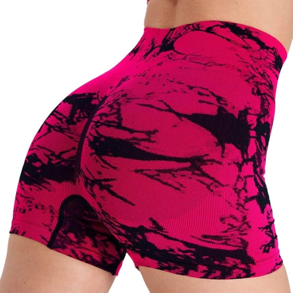 Guluxicc Women's High Waisted Biker Shorts Camo Ribbed Yoga Workout Cycling Volleyball Dance Athletic Tummy Control Booty Shorts