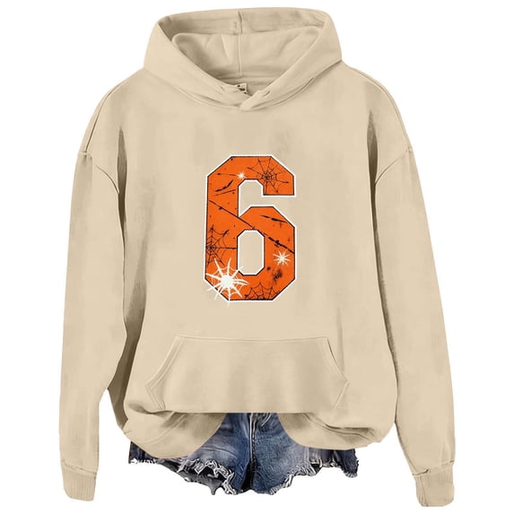 Guluxicc Women's Hoodies Printing Pockets Long Sleeved Tunic Tops Hooded Trendy Sweatshirt