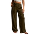 thumbnail image 1 of Guluxicc Women's Linen Pants with Pockets Elastic Waist Drawstring Wide Leg Trousers for Everyday Wear Summer Casual Outfits, 1 of 6