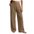 thumbnail image 1 of Guluxicc Women's Linen Pants with Pockets Elastic Waist Wide Leg Casual Trousers for Summer Beach Vacation, 1 of 9