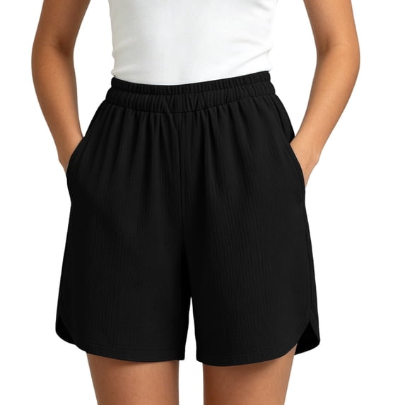 Guluxicc Women's Lounge Shorts with Pocket Elastic Waist Straight Leg Bermuda Trousers Everyday Wear for Summer Casual Outfits