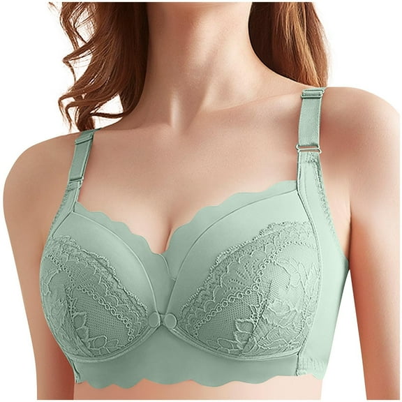 Guluxicc Women's No Underwire Nursing Bra with Front Closure for Breastfeeding and Maternity, Green, 95C