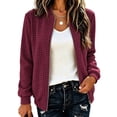 thumbnail image 1 of Guluxicc Women's Plaid Bomber Jackets Full Zipper Ribbed Cuffs Hem Long Sleeve Casual Jackets for Everyday Fall Winter, 1 of 7