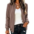 thumbnail image 1 of Guluxicc Women's Plaid Bomber Jackets Full Zipper Ribbed Cuffs Hem Long Sleeve Casual Jackets for Everyday Fall Winter, 1 of 7