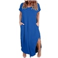 thumbnail image 1 of Guluxicc Women's Plus Size Dresses Summer Casual Loose Pocket Short Sleeve Slits Long Maxi Dress Trendy Wear, 1 of 5