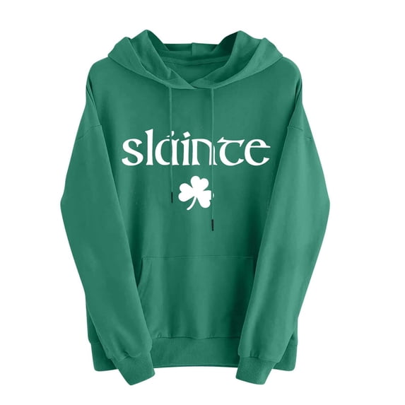 Guluxicc Women's St. Patrick's Day Sweatshirts Casual Long Sleeve Shirts Shamrock Clover Graphic Letter Printed Pullover Tops, M