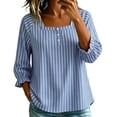 thumbnail image 1 of Guluxicc Women's Striped Shirts Scoop Neck Button Short Sleeve Basic Tops for Summer Casual Outfits, 1 of 8