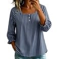 thumbnail image 1 of Guluxicc Women's Striped Shirts Scoop Neck Button Short Sleeve Basic Tops for Summer Casual Outfits, 1 of 8
