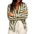 thumbnail image 1 of Guluxicc Women's Striped Shirts with Pocket Loose Long Sleeve V Neck Beach Tops for Summer Vacation Outfits, 1 of 5