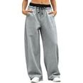 thumbnail image 1 of Guluxicc Women's Sweat Pants with Pockets Elastic Waist Drawstring Long Wide Leg Trousers for Everyday Fall Winter, 1 of 7