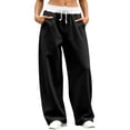 thumbnail image 1 of Guluxicc Women's Sweat Pants with Pockets Elastic Waist Drawstring Long Wide Leg Trousers for Everyday Fall Winter, 1 of 6