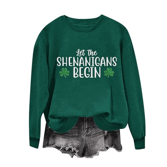 Guluxicc Women's Sweatshirts Casual Long Sleeve Graphic Printed Shirts St. Patrick's Day Pullover Tops, M