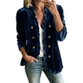 thumbnail image 1 of Guluxicc Women's Velour Dressy Jackets Ruffled Trim Long Sleeve Casual Jackets with Pockets for Everyday Fall Winter, 1 of 8