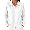 thumbnail image 1 of Guluxicc Women's Waffle Shirts Button Down Collared Long Sleeve Business Casual Shirts for Office Everyday Fall Winter, 1 of 5