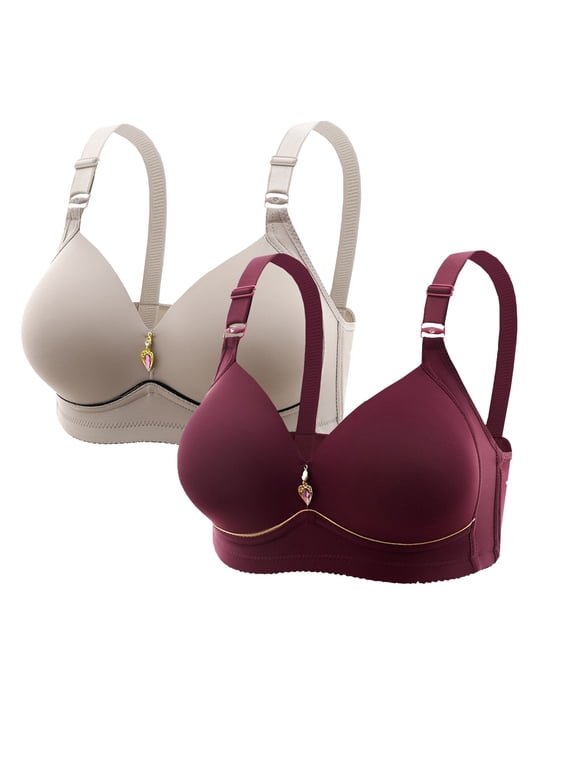 Women's Wireless Bra Full Coverage Ribbed Knit Adjustable Straps Wirefree Comfort Everyday Bra